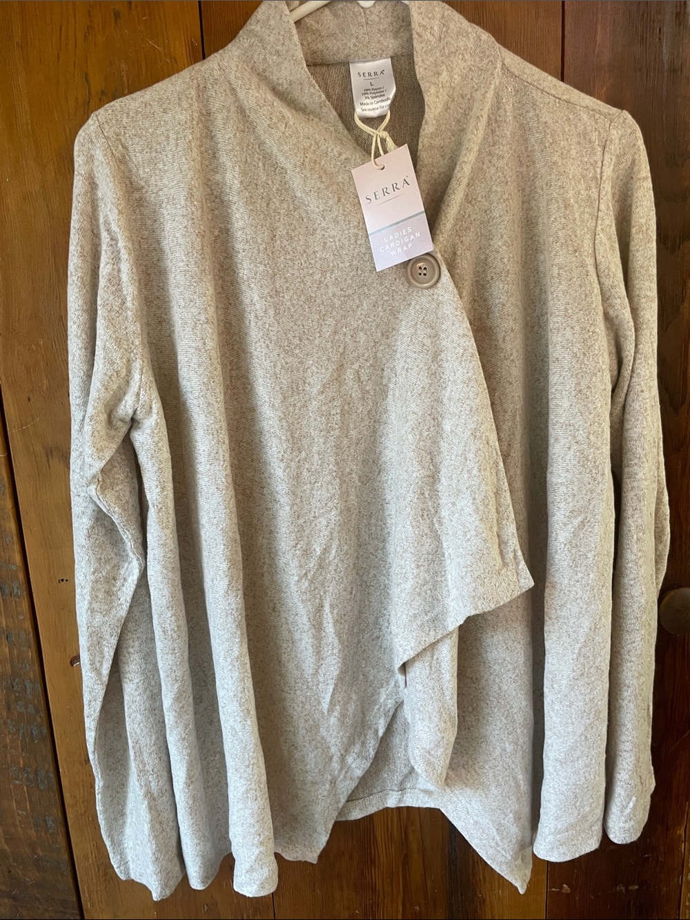Serra Light Cream Draped Cardigan with Single Button